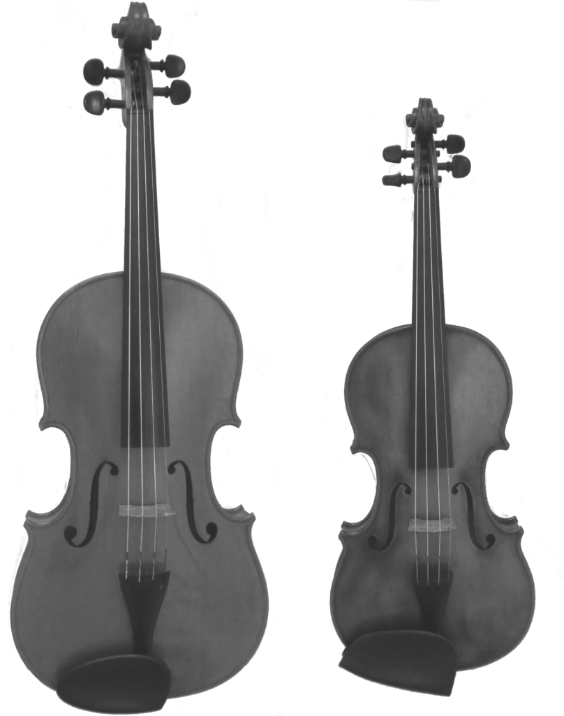 Typischer Größenunterschied zwischen Geige und Bratsche